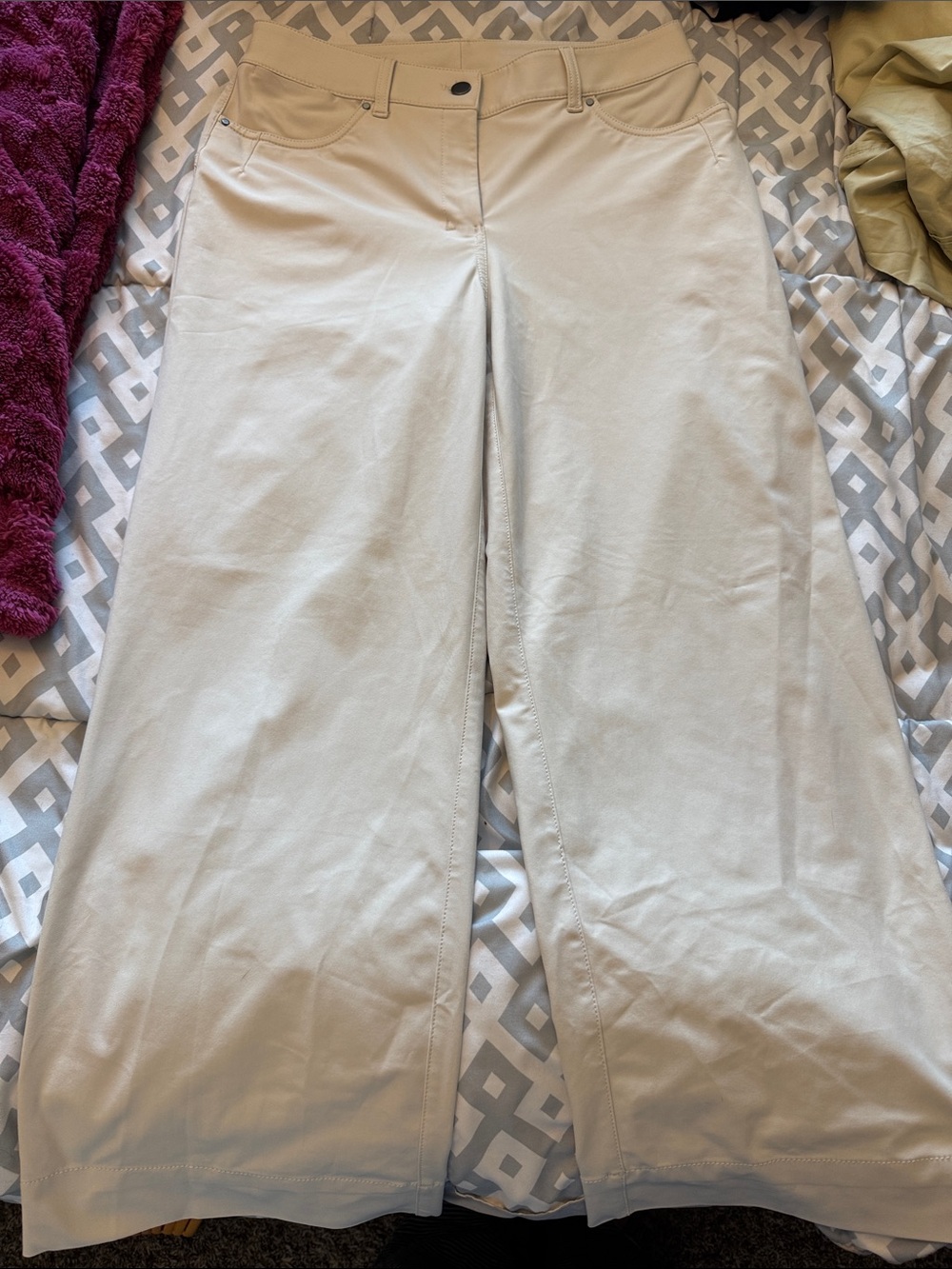 lululemon athletica Light Beige High-Waist Wide Leg Pants
